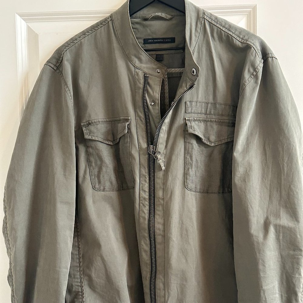 John Varvatos Star USA military shirt jacket olive green size L
